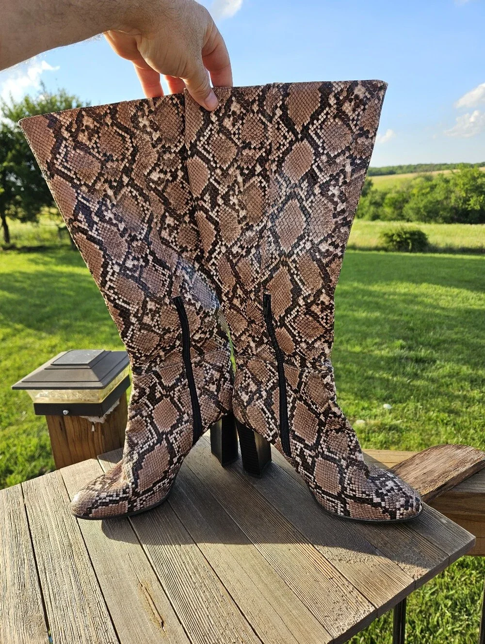 Target brown and beige snake print knee high boots in a US 8 #kneehighboots #sna
